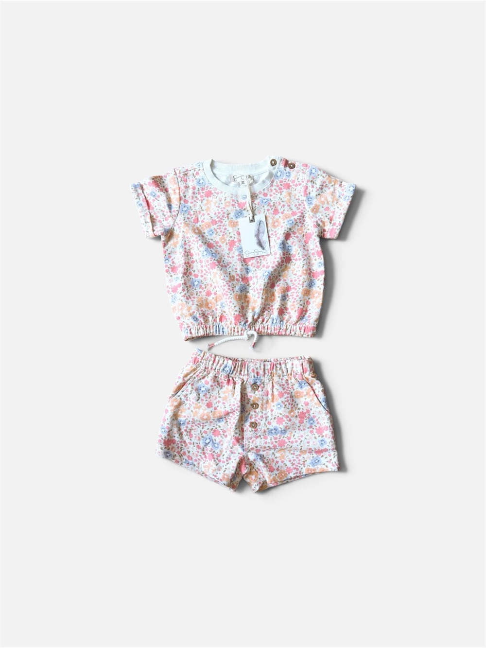 Floral Two-Piece Matching Set in Pink and Blue